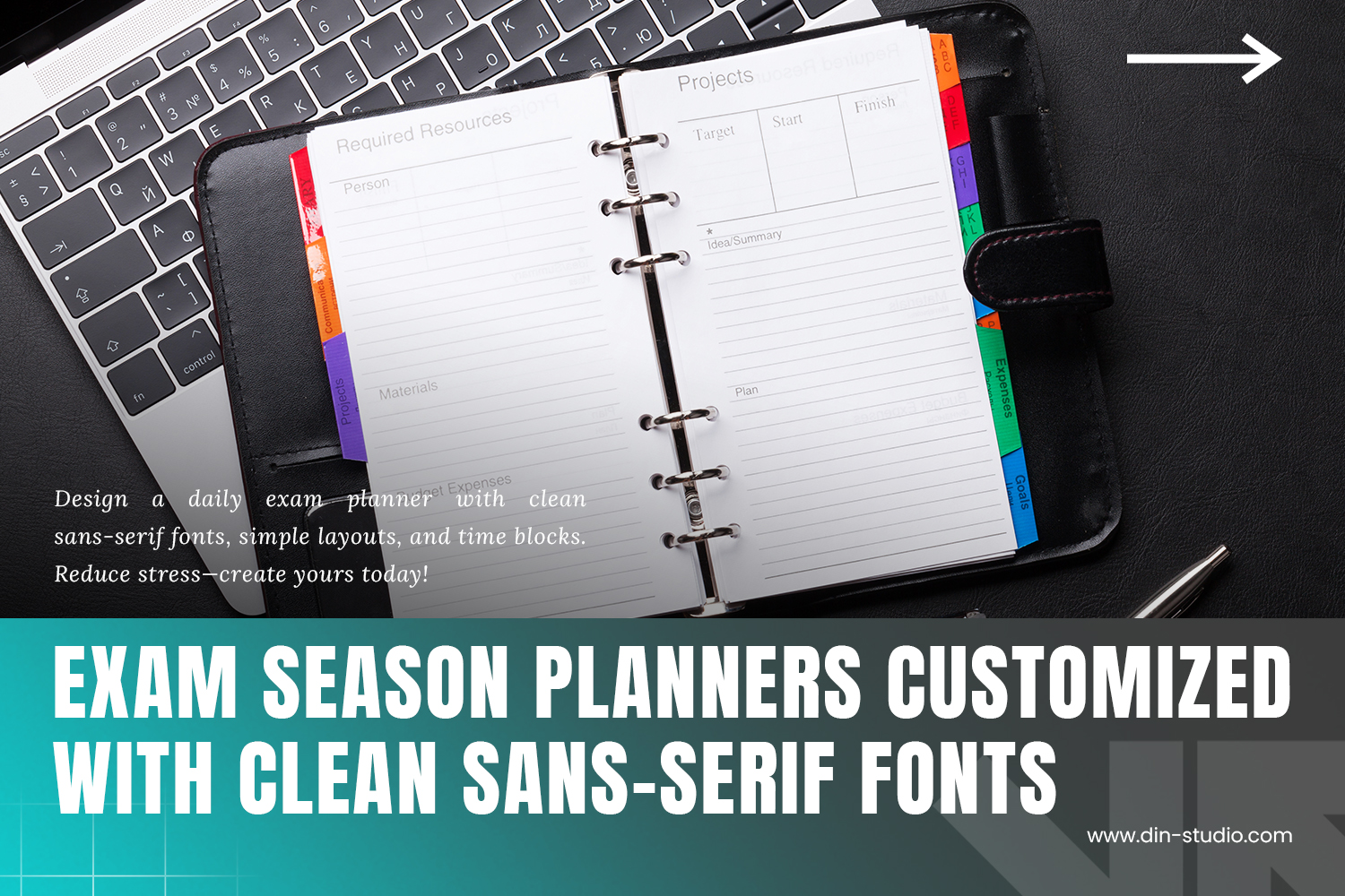 Exam Season Planners Customized with Clean Sans-Serif Fonts - Din Studio
